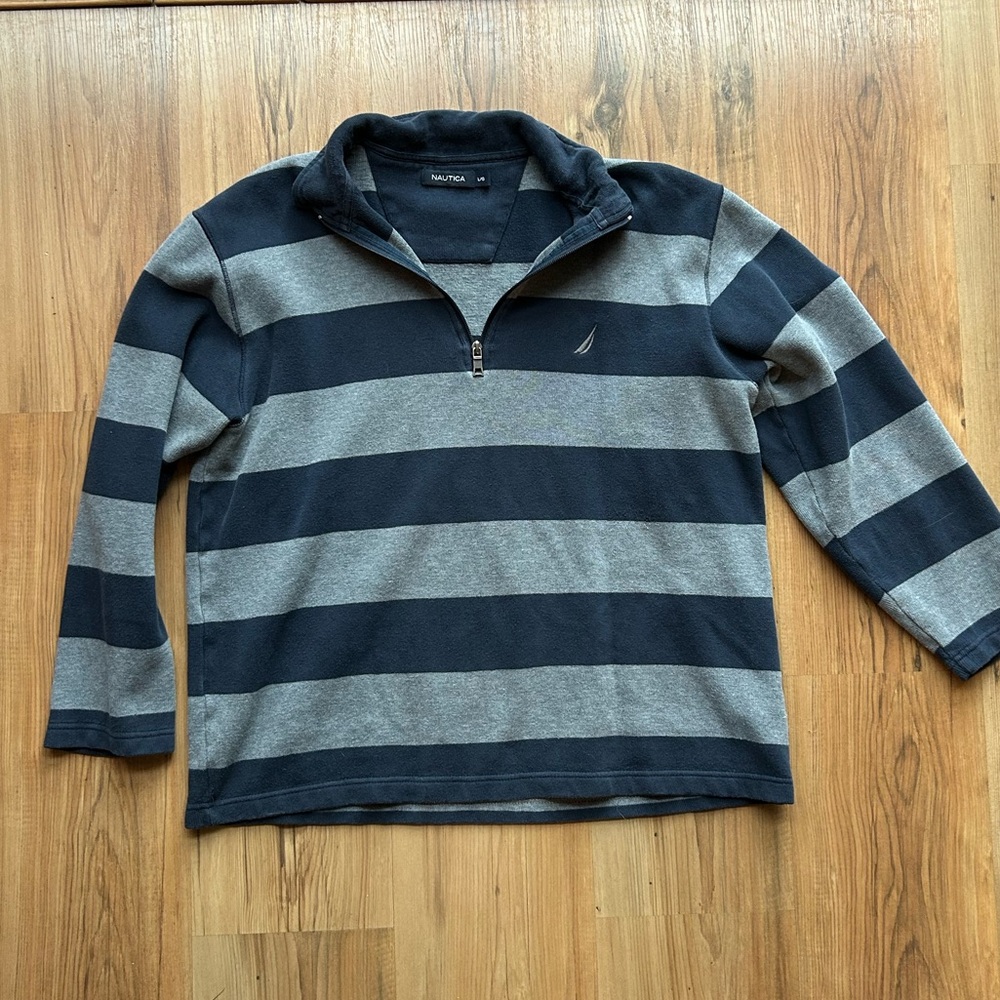 Nautica Men's Zip-Up Sweater in Gray and Black